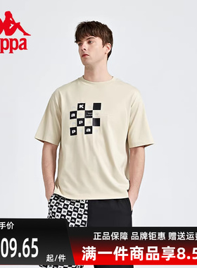 Kappa卡帕短袖夏季新款男女棋盘格印花运动休闲T恤K0CX2TD29D