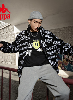 Kappa卡帕男装女装冬季新款满印羊羔绒保暖休闲外套K0BZ2JJ95D