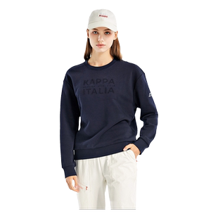 Kappa卡帕女装冬季新款套头衫舒适加绒运动休闲圆领卫衣K0B82WT01
