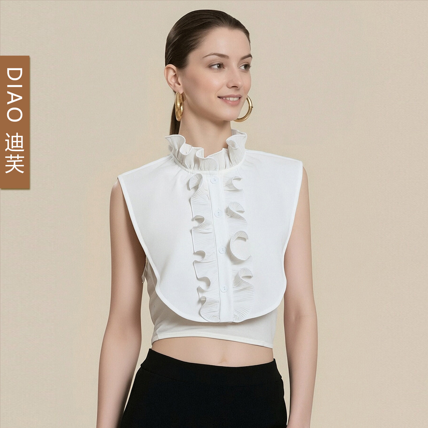 木耳边花边甜美假领白色雪纺假领