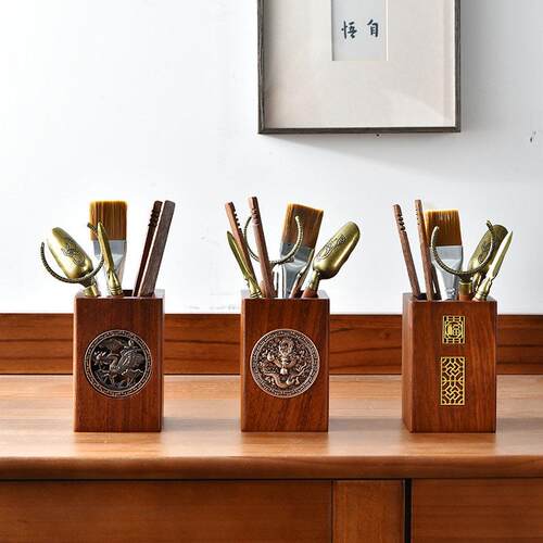 花梨黑檀木茶道六君子实木茶刷茶刀茶夹档茶艺组合家用功夫茶具
