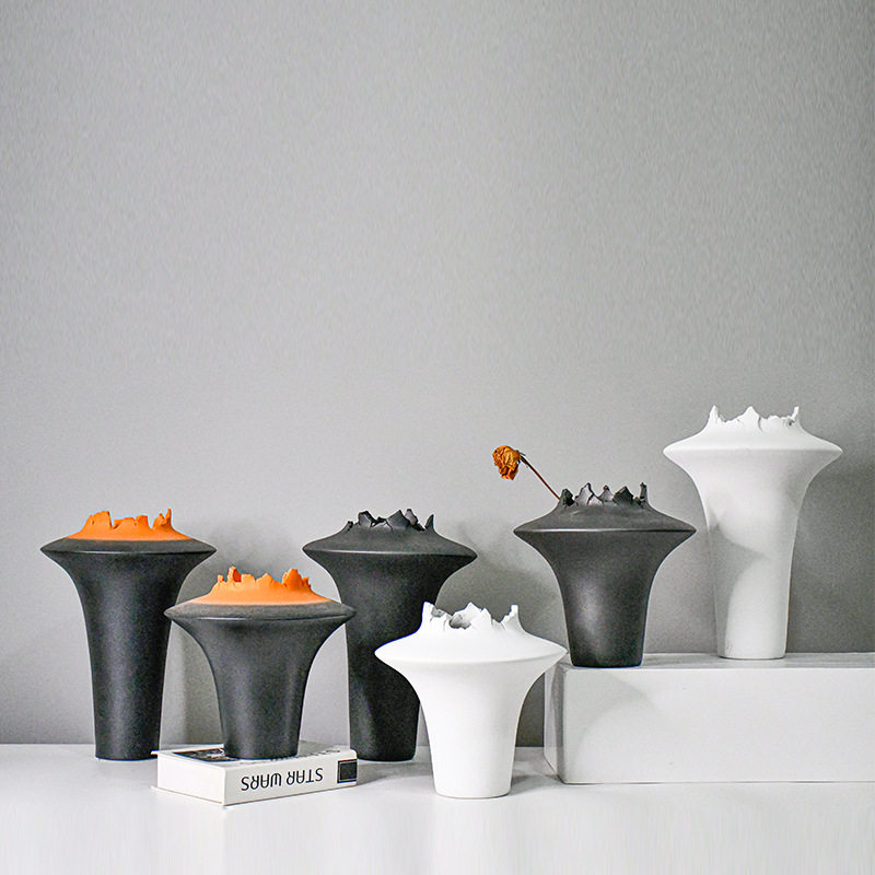 现代极简黑白色陶瓷花瓶摆件客厅玄关插花器样板房软装饰品摆设,电子元器件市场,电线扎带/束线带,淘宝优惠券,粉丝福利购,淘宝优惠卷