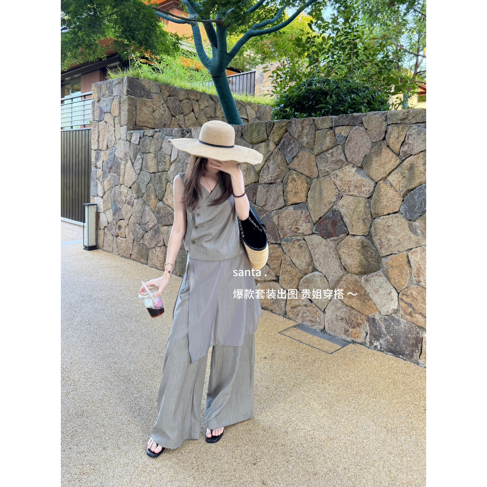 夏新莱赛尔麻设计感无袖马甲上衣有调性宽松显瘦精致小衫S265197