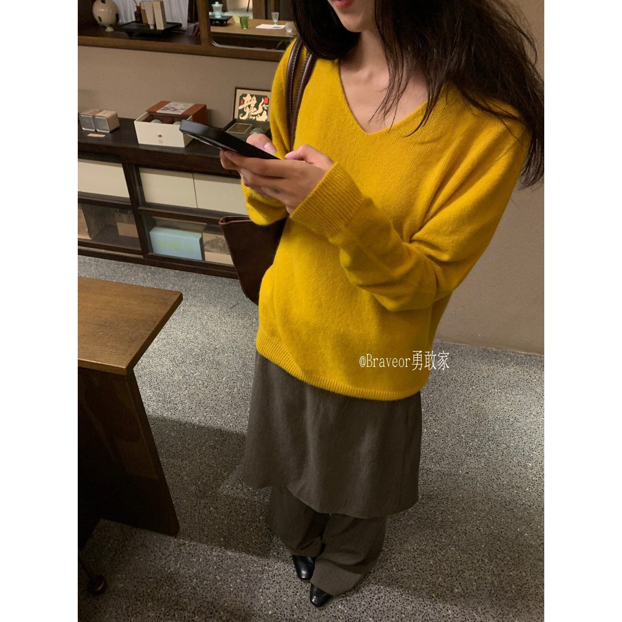 秋冬新品简约基础款羊毛衫女兔毛v领打底衫罗纹收口保暖毛衣DZ382