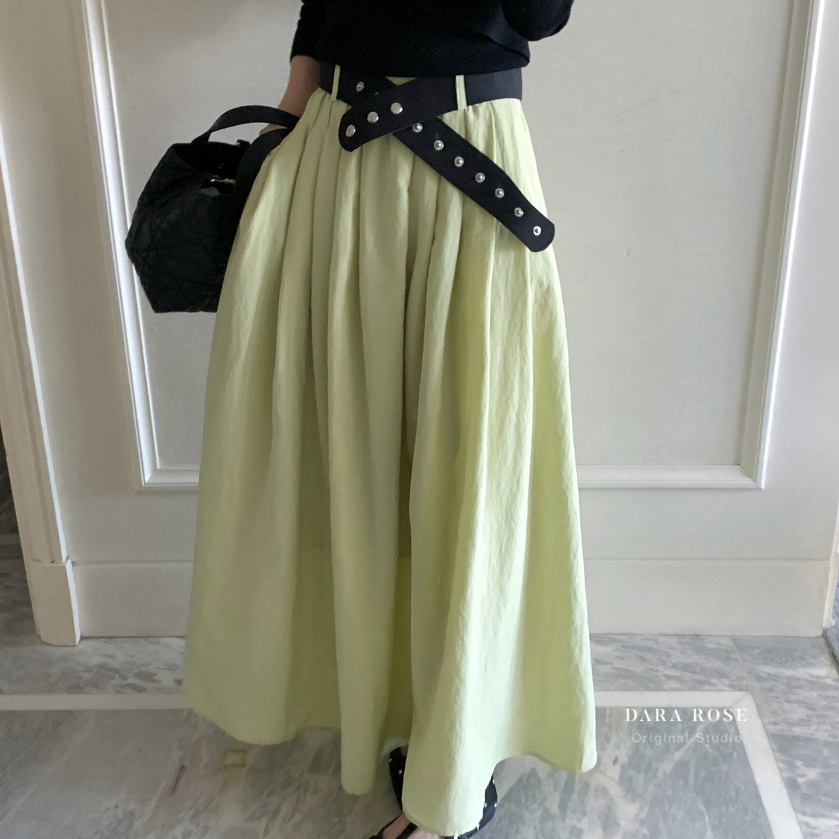 DARA ROSE-26年春款高腰a字裙设计感伞裙中长款大摆裙半身裙S8815