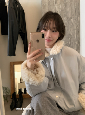 冬上新韩标加厚羊羔毛翻领短外套H70865减龄款外套