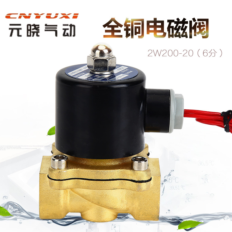 元晓DN20全铜气动电磁阀220V 2w200-20常闭二通电磁水阀现货