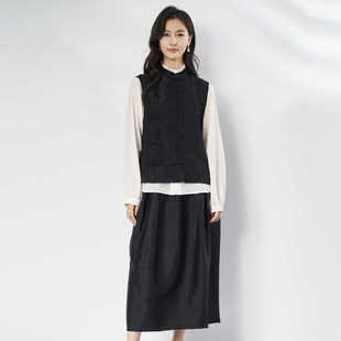 春竹2026春夏新款 小黑裙100%桑蚕丝半身裙女 百搭真丝半裙宽松时尚