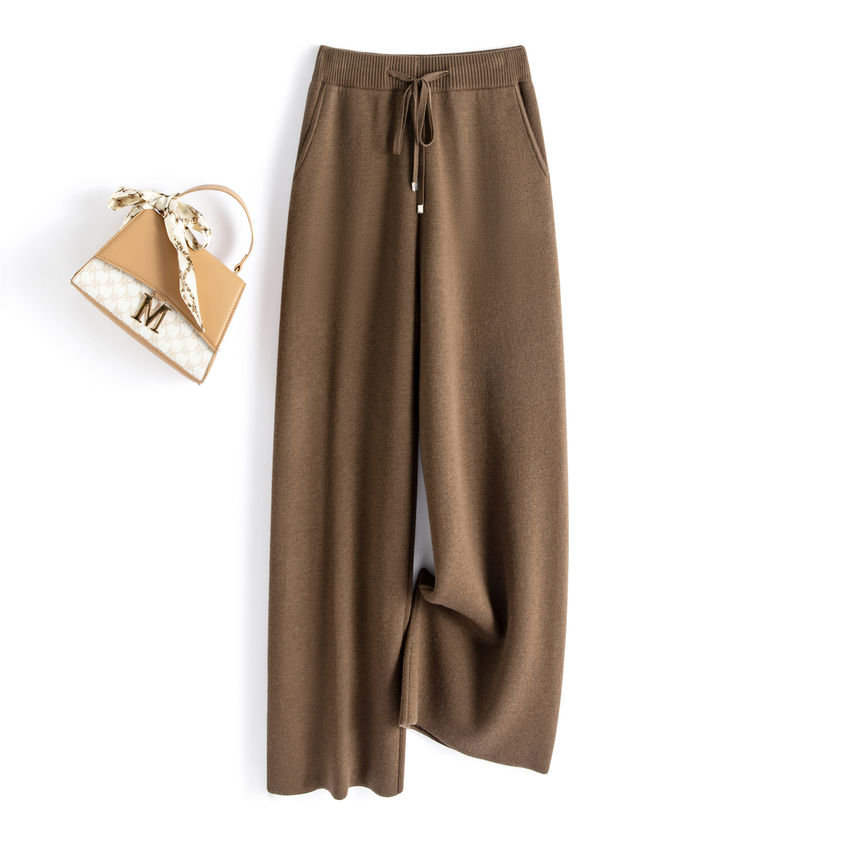 春竹休闲自然腰阔腿裤羊绒衫