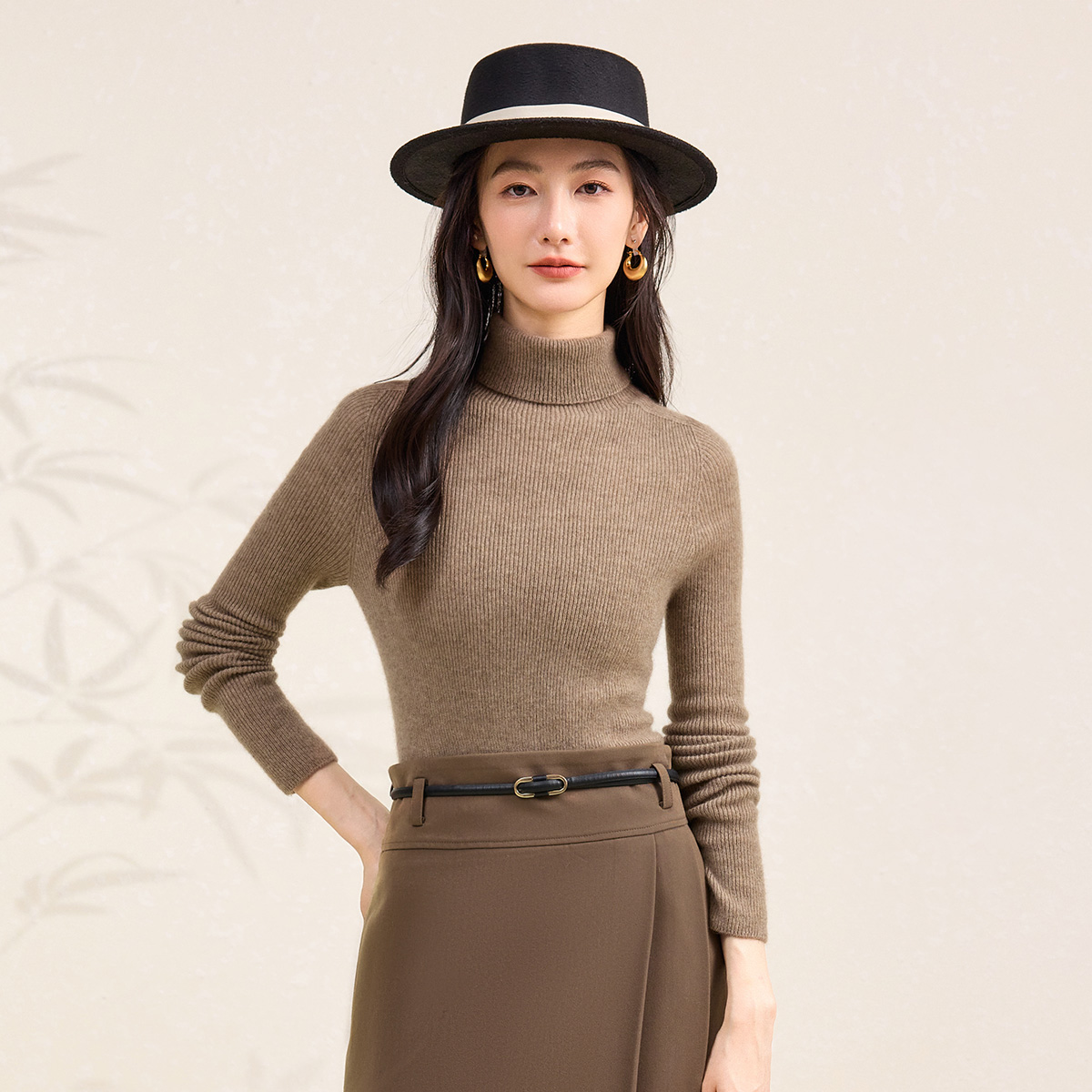 【无缝纯羊绒】春竹秋冬新款高领修身内搭高级感减龄保暖女羊绒衫