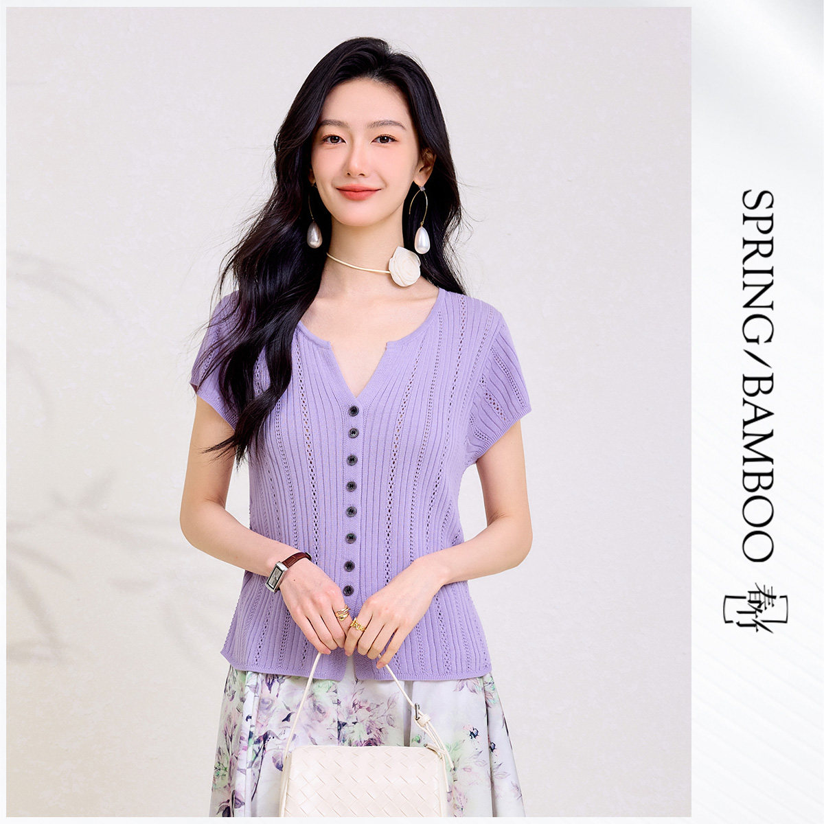 春竹桑蚕丝透气针织开衫女图片