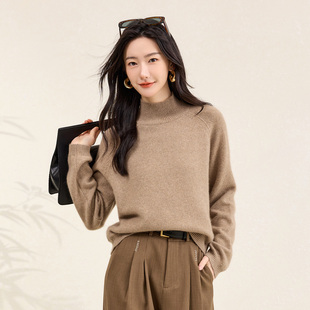 高领宽松保暖减龄高品质羊绒衫 新款 春竹2026春季 女 加厚纯羊绒