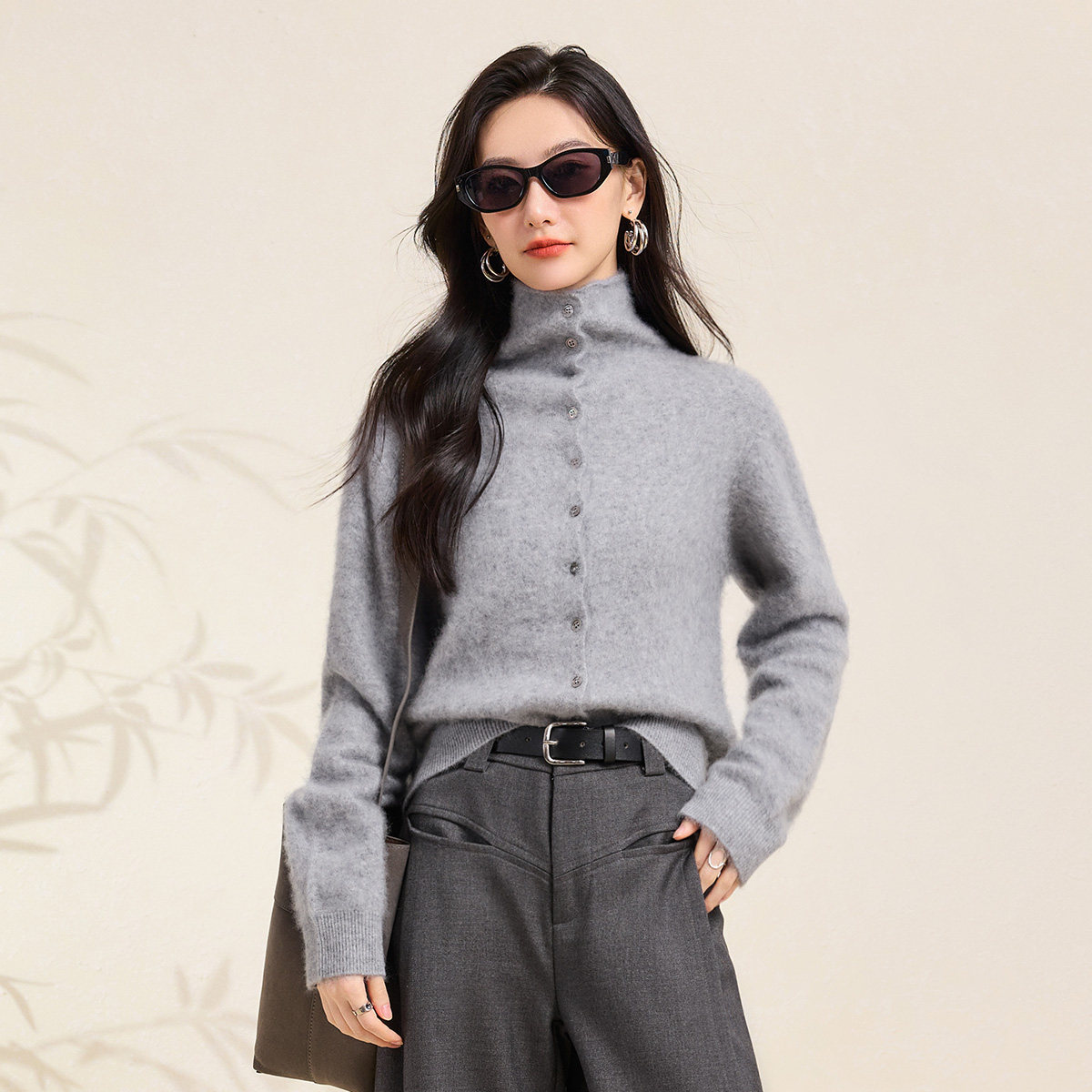 【拉绒设计】春竹秋冬新款高领洋气高级感保暖针织开衫女羊毛外套,女装/女士精品,毛针织衫,淘宝优惠券,粉丝福利购,淘宝优惠卷