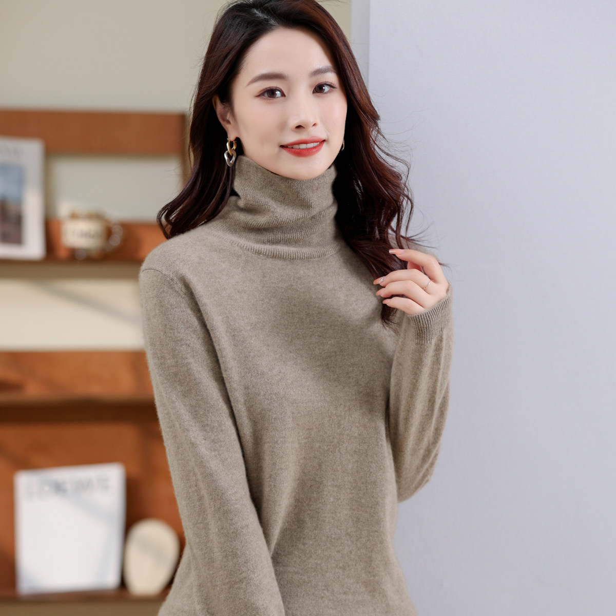 春竹 100%纯山羊绒内搭高领套头毛衣羊绒衫女打底衫保暖针织上衣,女装/女士精品,羊绒衫,淘宝优惠券,粉丝福利购,淘宝优惠卷