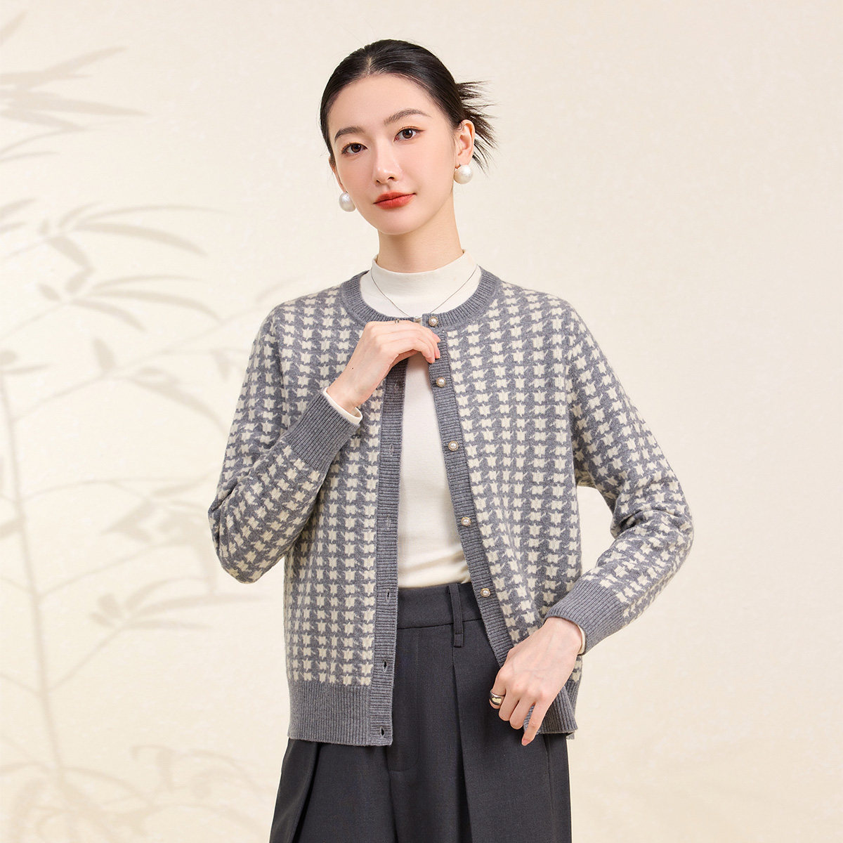 春竹加厚100%羊毛外套秋冬新款圆领小香风洋气减龄保暖女针织开衫,女装/女士精品,毛针织衫,淘宝优惠券,粉丝福利购,淘宝优惠卷