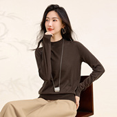 女羊毛衫 精纺100%羊毛半高领保暖打底衫 天衣无缝 春竹秋冬新款