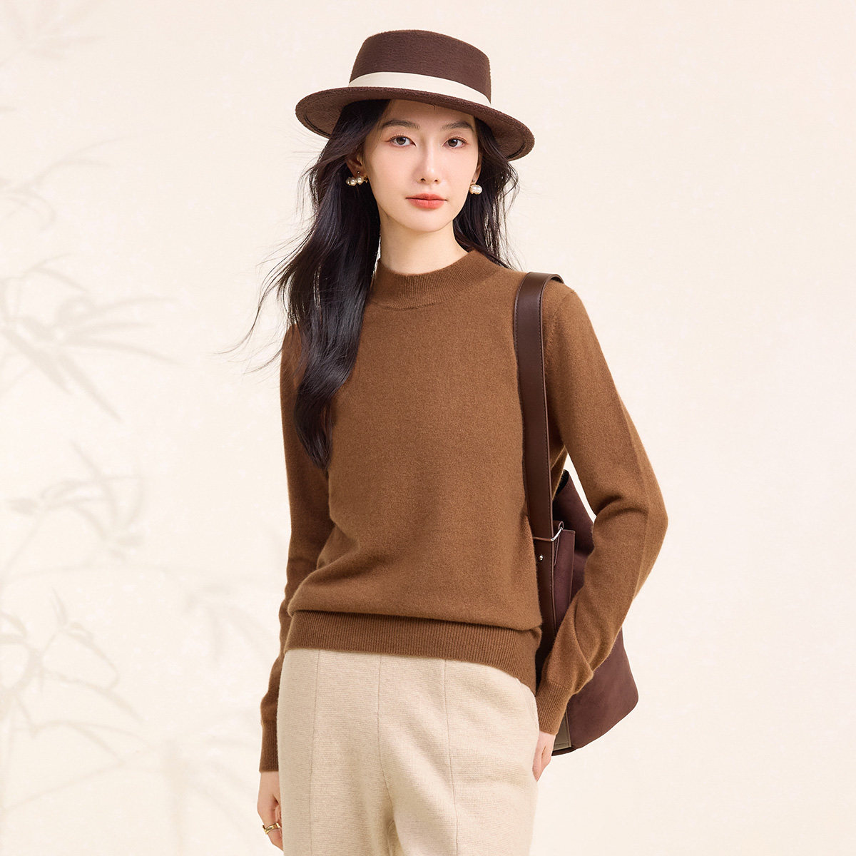 【100%山羊绒】春竹25秋冬新款半高领减龄洋气保暖打底衫女羊绒衫