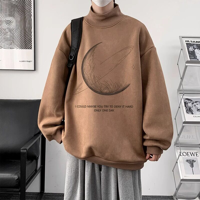 特大码300斤美式半高领卫衣男