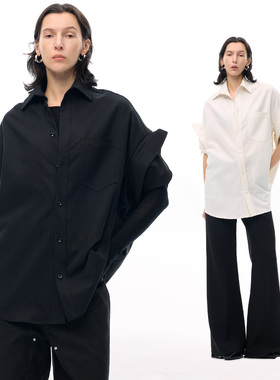 ISSIofficial*手工折袖宽松廓形衬衫