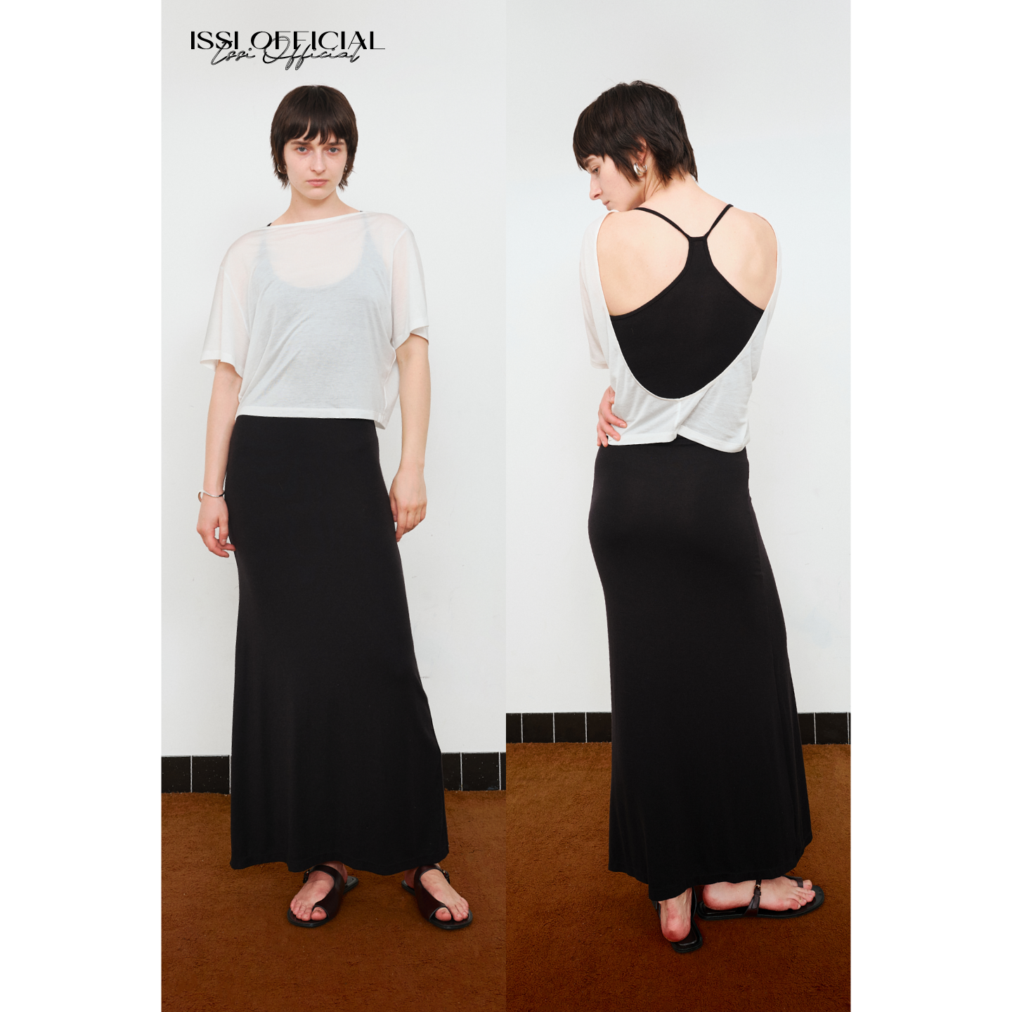 多层次细带真两件罩式吊带连衣裙