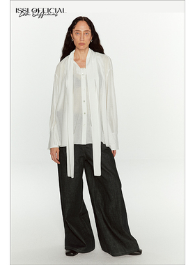 ISSIofficial *立裁纱感飘原创逸垂坠飘带设计衬衣休闲长袖衬衫