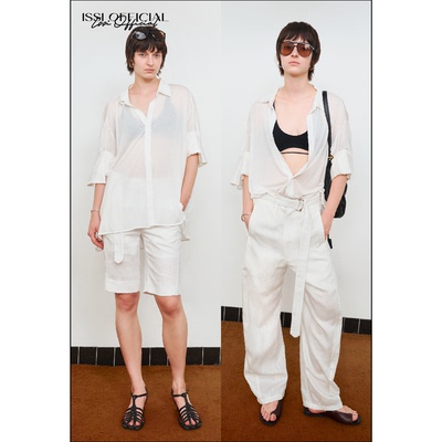 天丝醋酸雾感垂坠轻薄折袖式衬衫