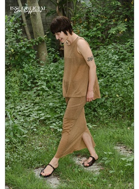 ISSIofficial*轻薄羊毛开衩弹性修身半裙原创设计感低腰裙子