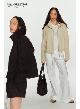 ISSIofficial*春季通勤简约立体剪裁多穿法短款夾克立领拉链外套