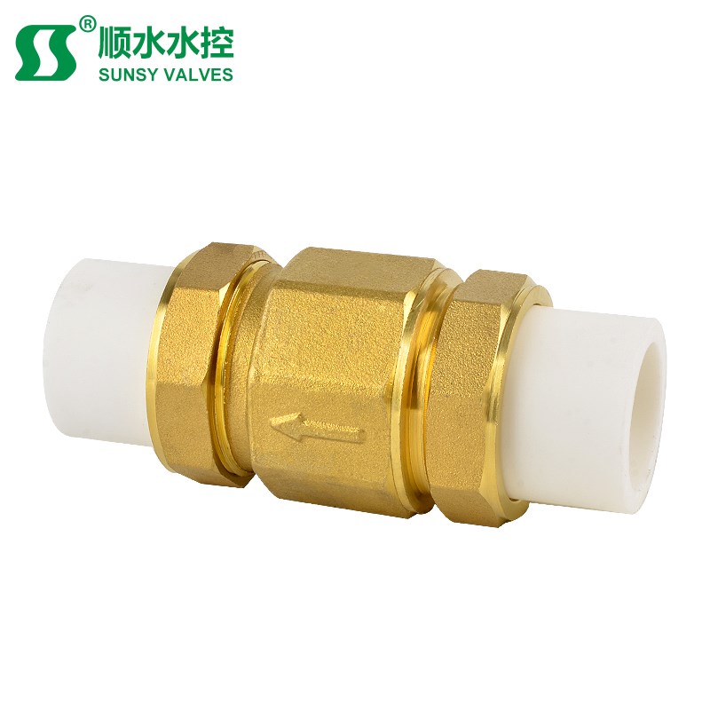 热熔活接PPR20黄铜PE立式弹簧止回阀返止水逆流自来水管4分6分1寸