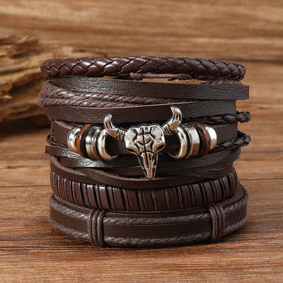 西部牛仔风手链合金牛头六件套