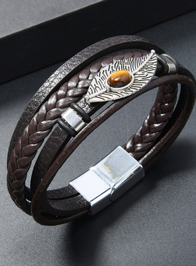 复古风手链合金树叶磁吸扣