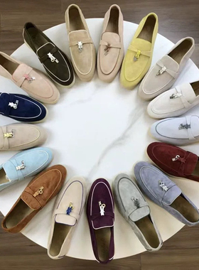 LOPQPLAHA}lP乐福鞋女真皮流苏一脚蹬懒人鞋圆头百搭平底休闲单鞋