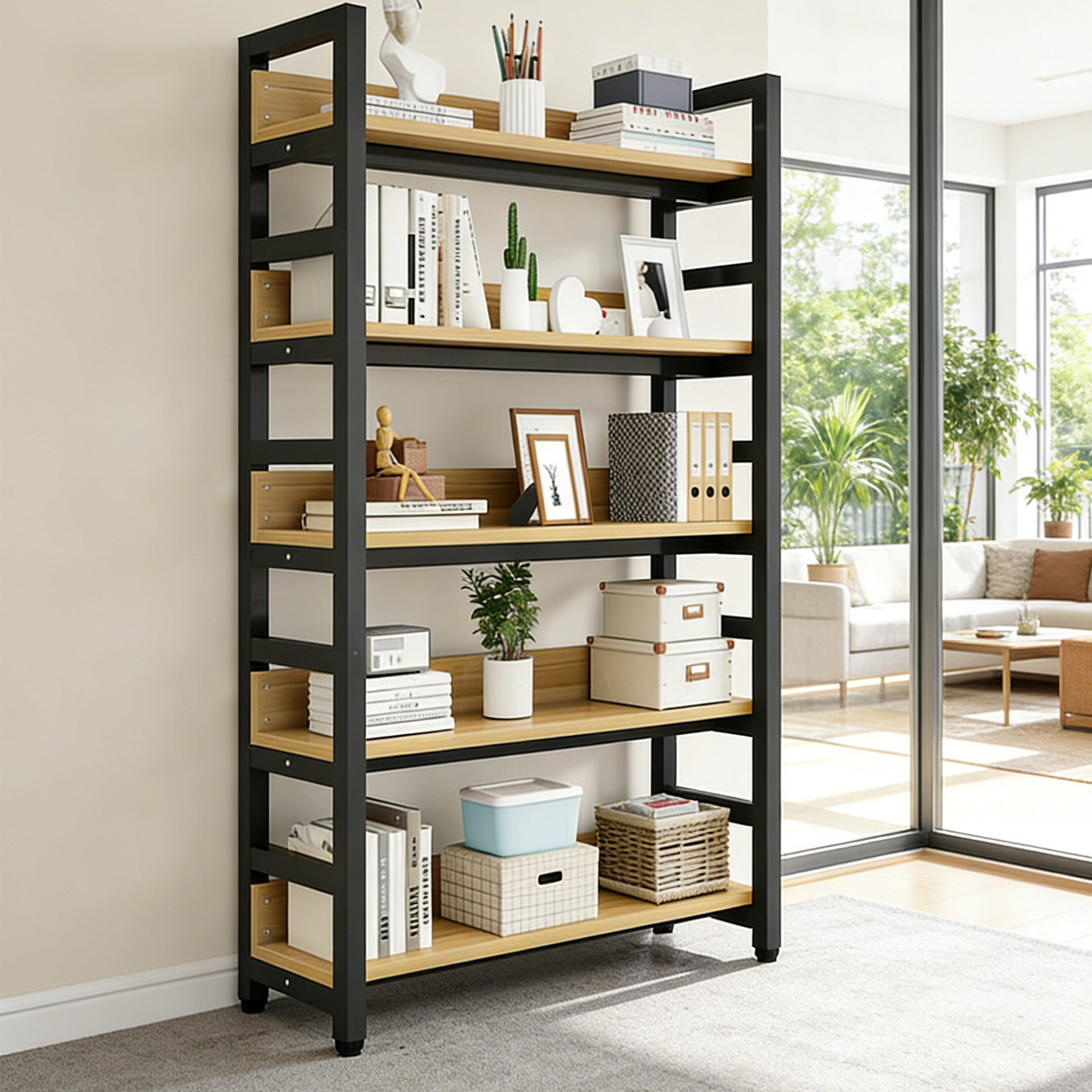 书架落地置物架简易展示架图书馆儿童书架家用书柜铁艺货架小架子