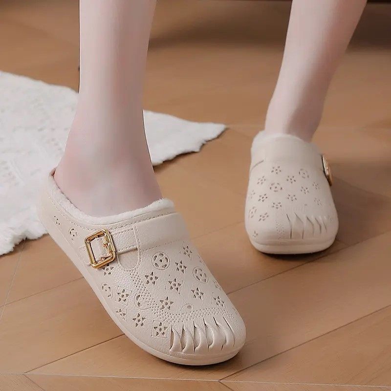 防水棉拖鞋女冬季2025新款室内家居防滑加绒外穿中老年女士棉拖鞋