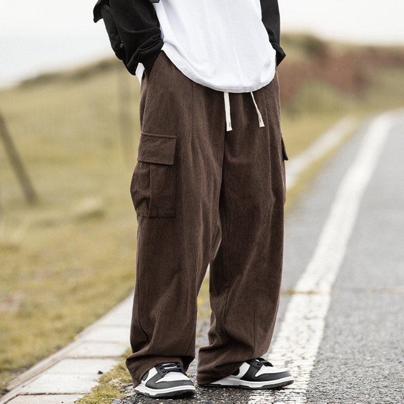 新款质感复古山系灯芯绒休闲裤宽松日系打褶设计长裤子,男装,休闲裤,淘宝优惠券,粉丝福利购,淘宝优惠卷