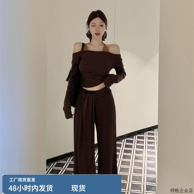韩系慵懒松弛感套装女早秋季气质一整套ootd穿搭休闲阔腿裤两件套