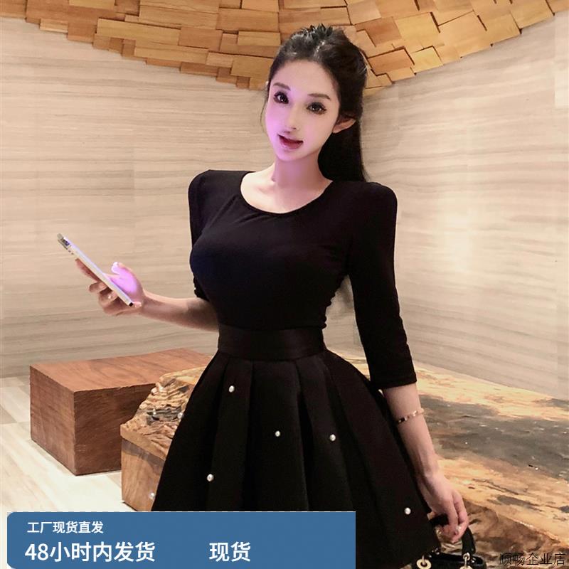 赫本风御姐蓬蓬裙套装女早秋季江浙沪千金穿搭名媛风贵气感两件套