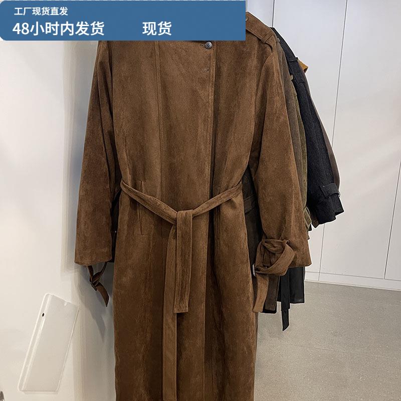 2025新女秋冬长款外套女上衣雪尼尔麂皮绒立领白鸭绒羽绒内胆