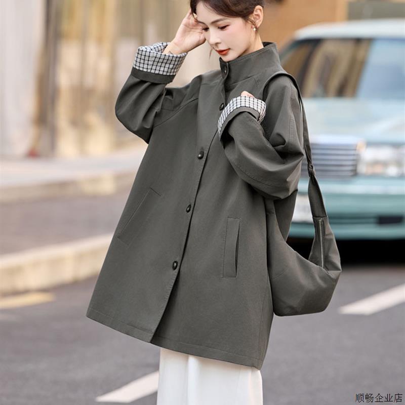风衣女中长款2025秋季新款今年流行爆款巨好看的韩系休闲立领外套