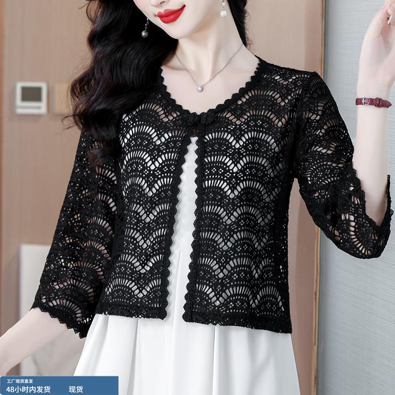 广州十三行女装2025新款大码爆款高端秋旗袍外搭蕾丝配裙子短外套