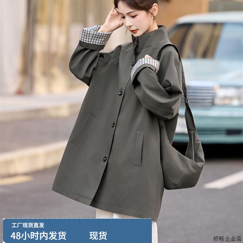风衣女中长款2025秋季新款今年流行爆款巨好看的韩系休闲立领外套