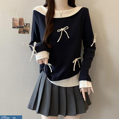 独特超好看内搭打底衫女秋冬2025新款大码胖mm时尚洋气假两件上衣