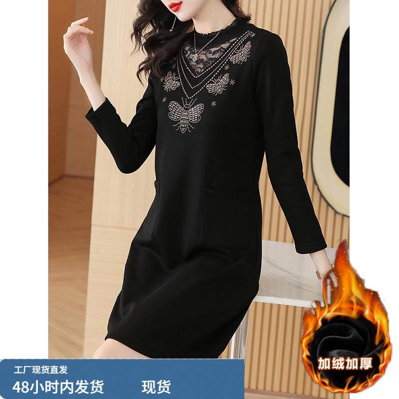 连衣裙子女士春秋冬2025年新款今年流行爆款加绒加厚长袖气质打底