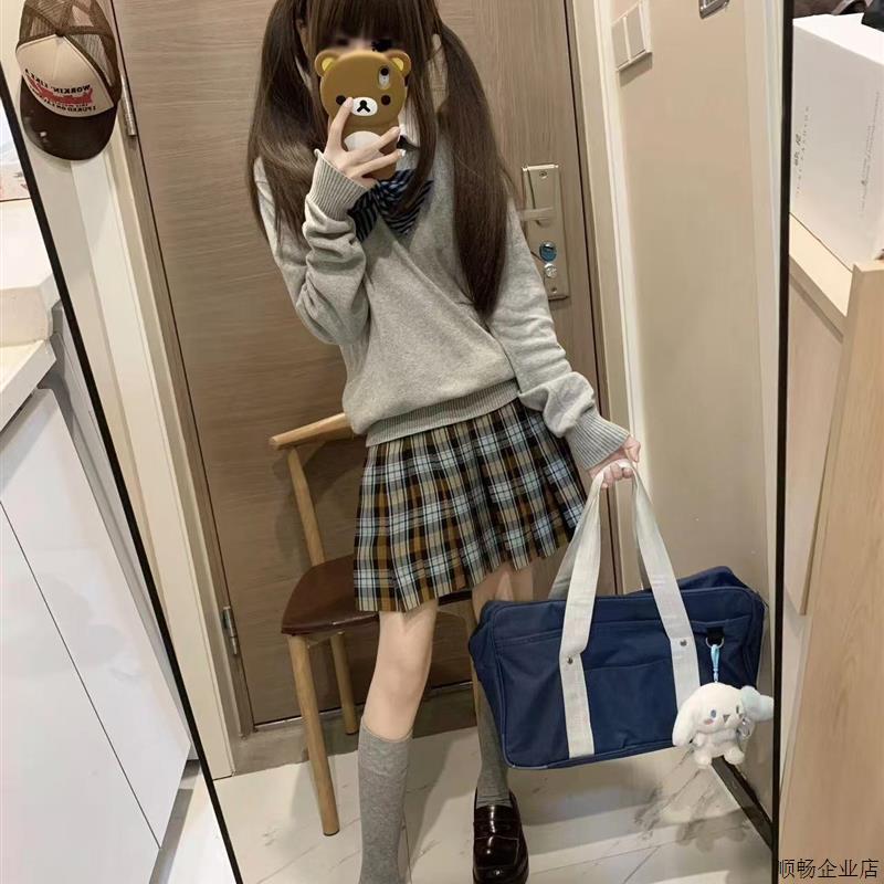JK制服格裙狗短39CM高腰百褶裙白色弹力收腰衬衫套装女