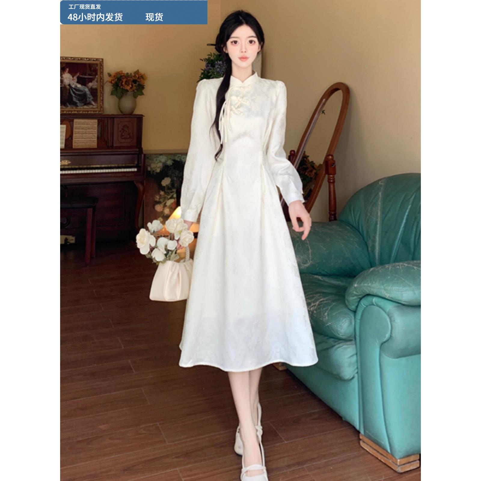 大码女装早秋新款微胖显瘦高级感改良旗袍新中式国风仙女连衣裙子