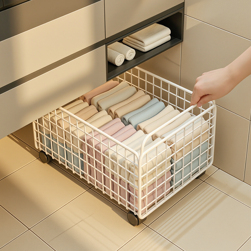 脏衣服收纳筐带轮移动小推车