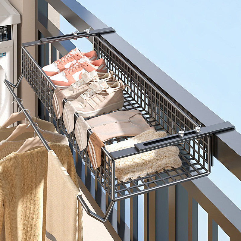 可调节阳台挂篮免打孔悬挂式楼房防盗网护栏摆放架挂窗收纳置物架,收纳整理,阳台置物架,淘宝优惠券,粉丝福利购,淘宝优惠卷