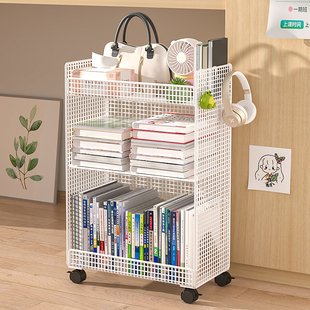 桌下置物架可移动书本书包收纳架子宿舍好物桌边放书用带轮小推车
