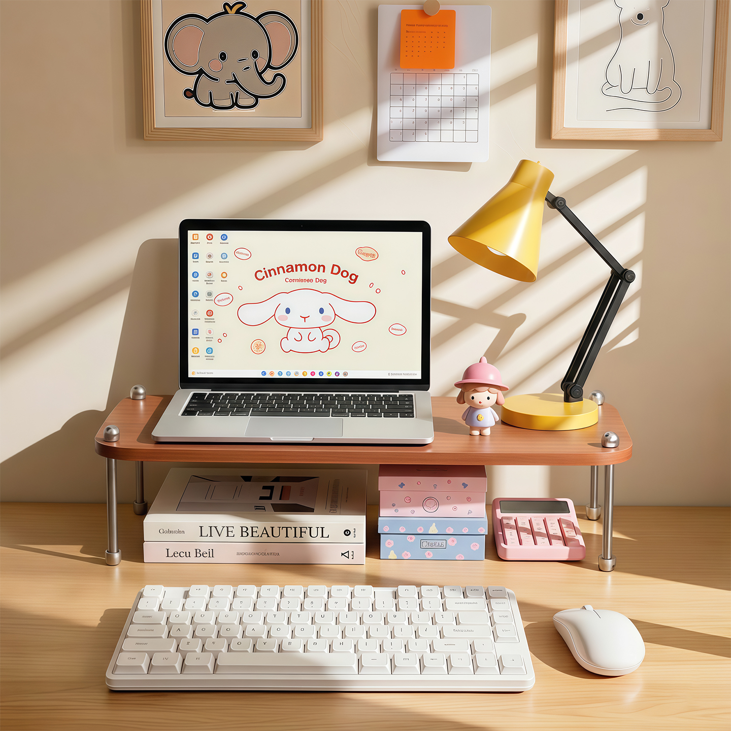 台式电脑多功能木质显示器增高架