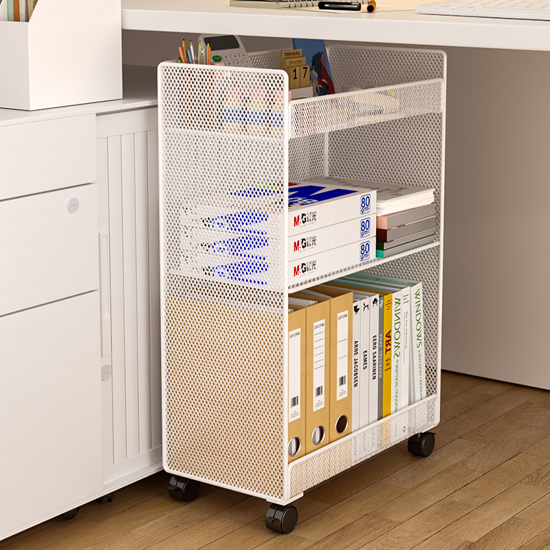 桌下置物架多层可移动文件收纳架办公资料工位神器杂物整理小推车